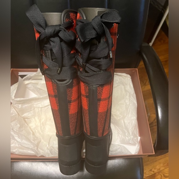 Coach Tristee Plaid Rain Boots W7 - Picture 3 of 7